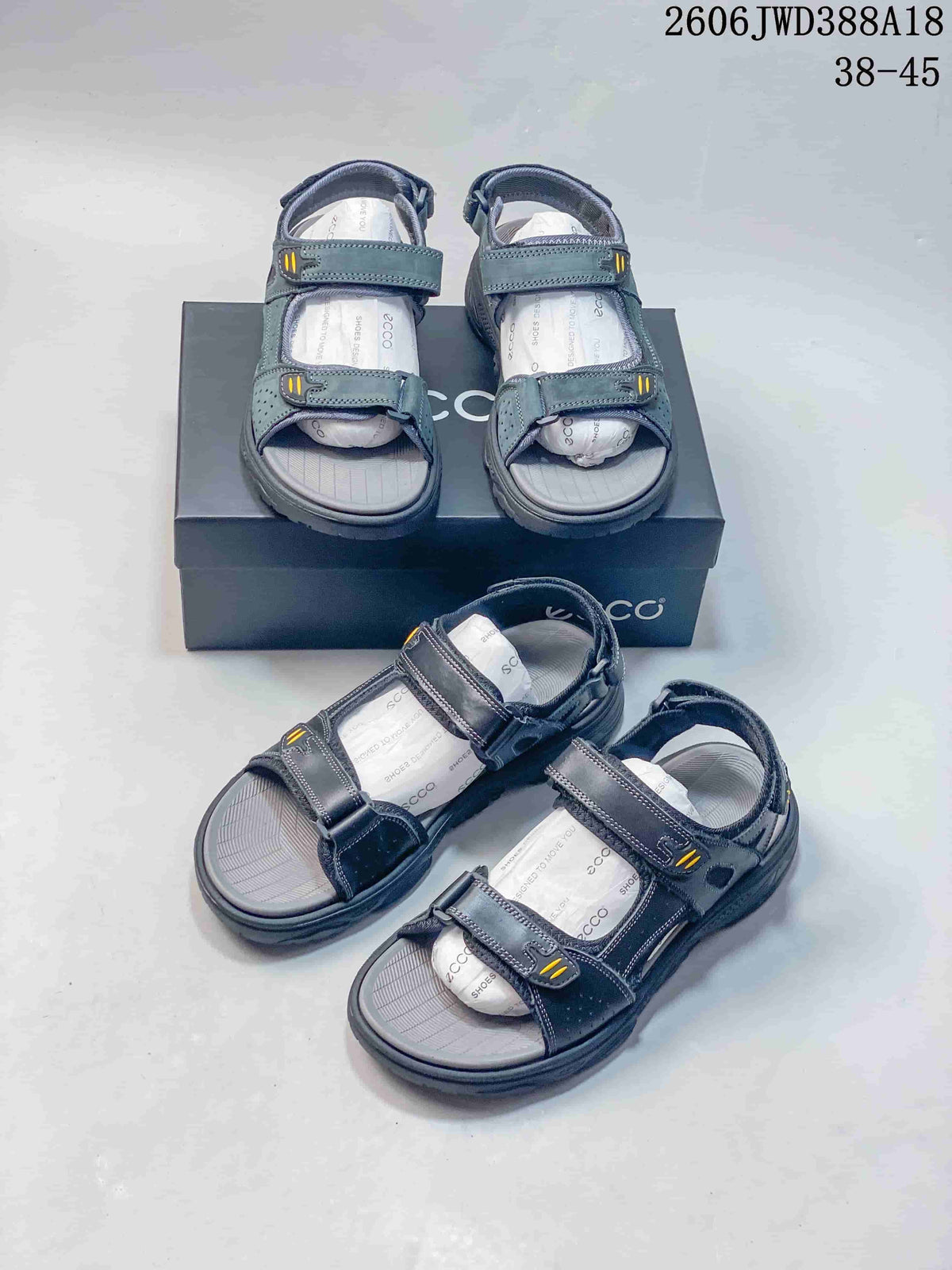 ECCO Adjustable Strap Sandals, Gray, 06JWD388A18