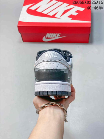Nike Dunk Low Retro DIY Custom Sneakers in Gray and White