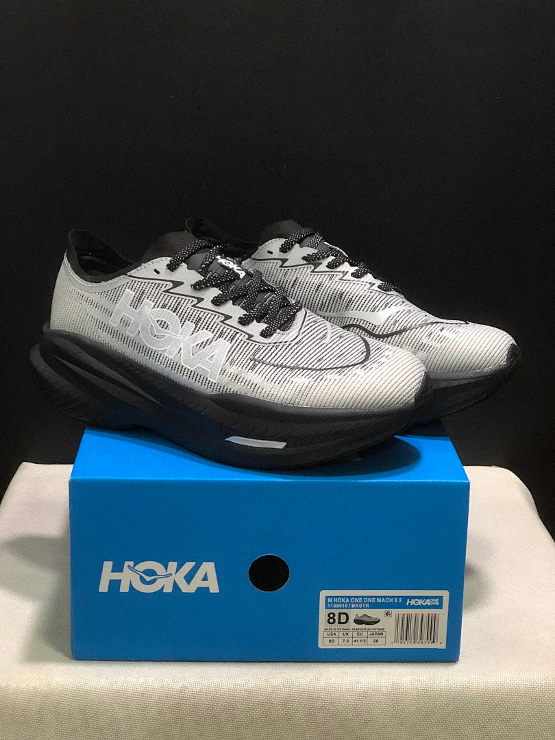 HOKA Mach X 2 Running Shoes in White and Black