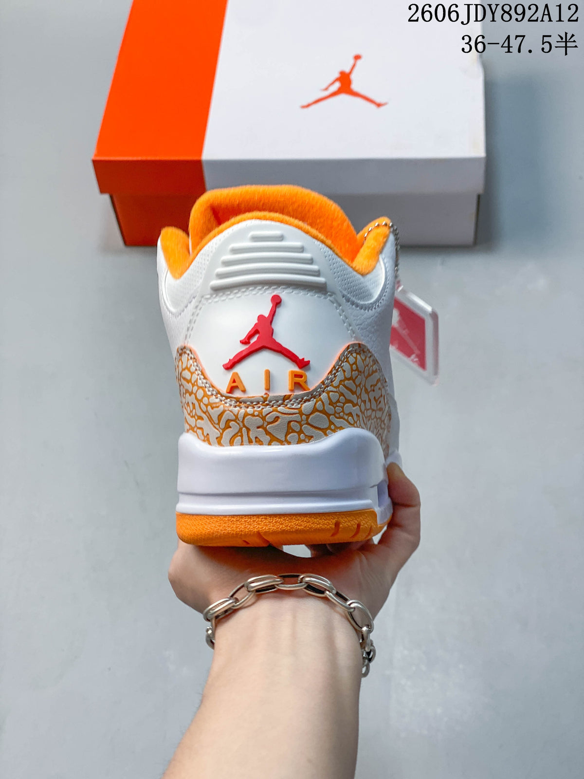 Jordan Air Jordan 3 Retro White and Orange Peel Sneakers