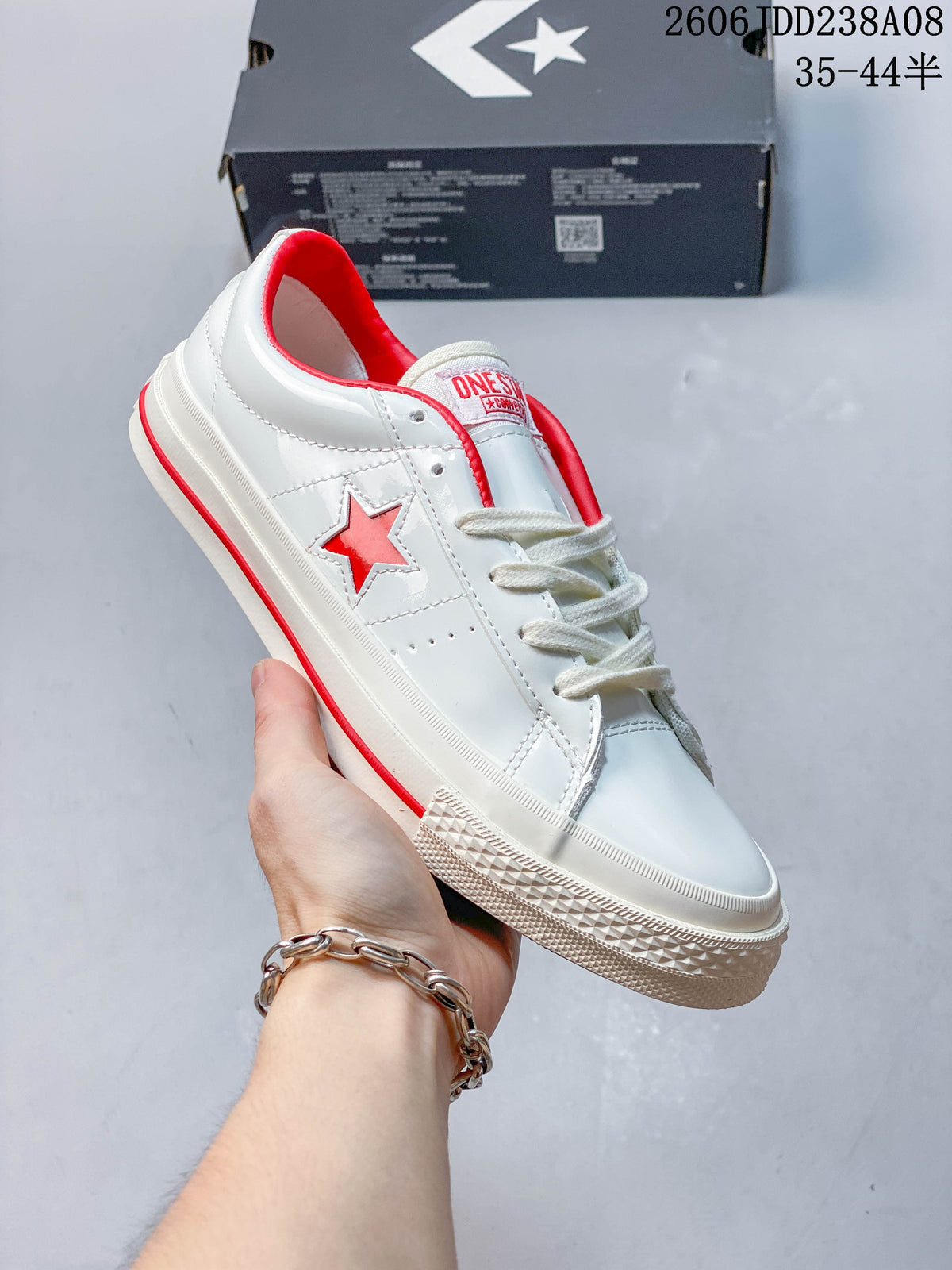 Converse One Star Low-Top Sneakers in White and Red