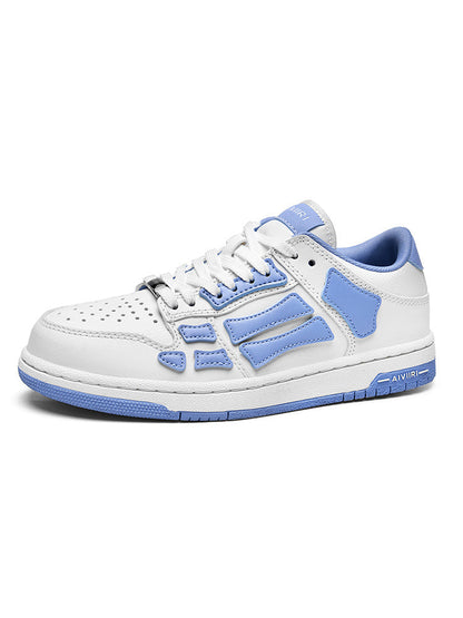 AIVIR White and Light Blue Low-Top Sneakers