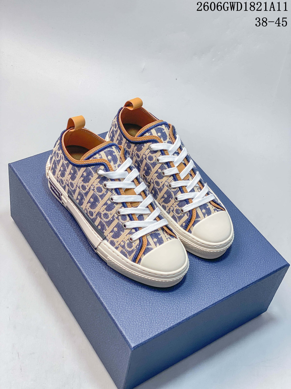 Dior B23 Low-Top Sneakers in Blue and Beige
