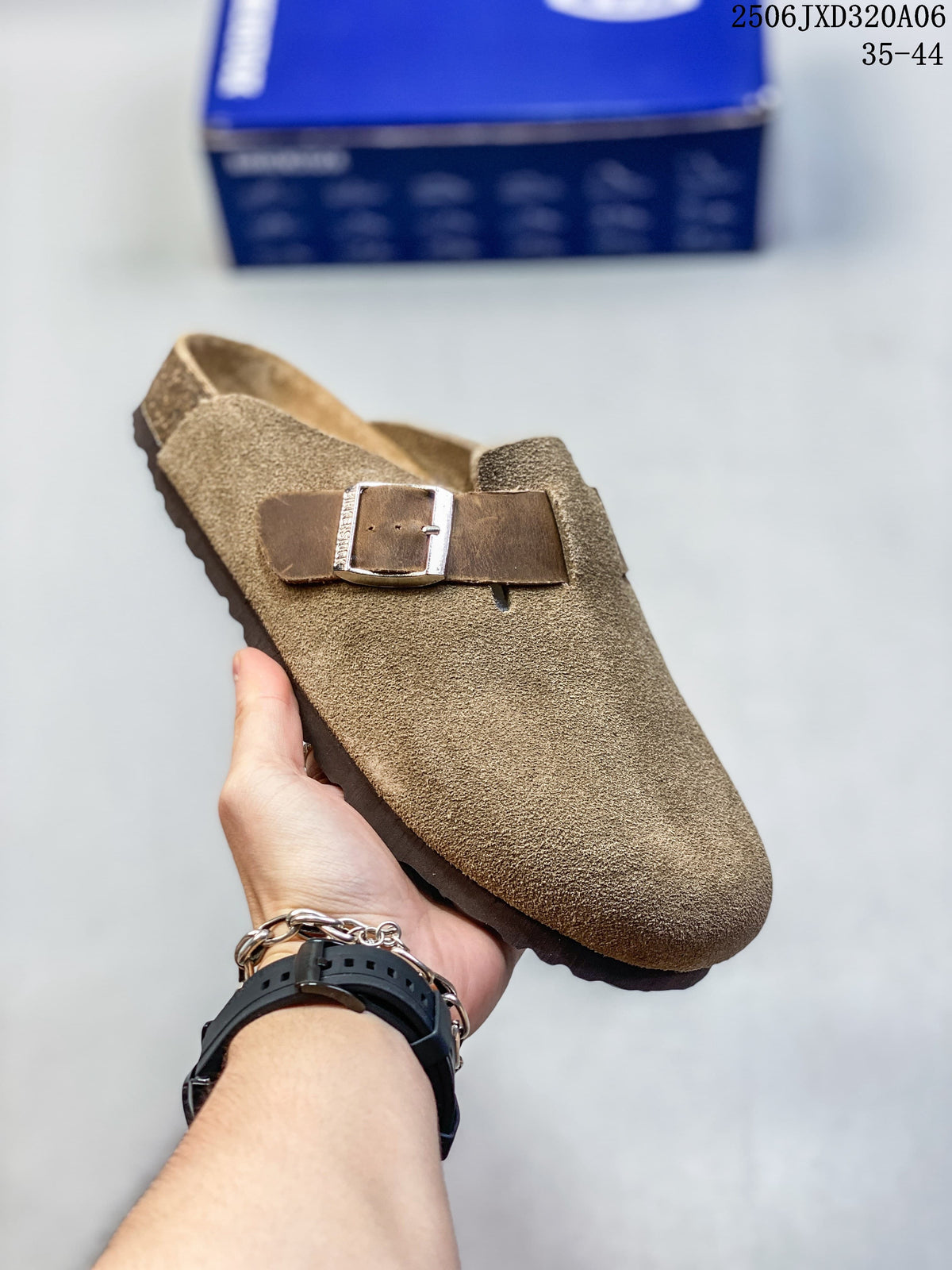 Birkenstock Boston Suede Clog in Taupe