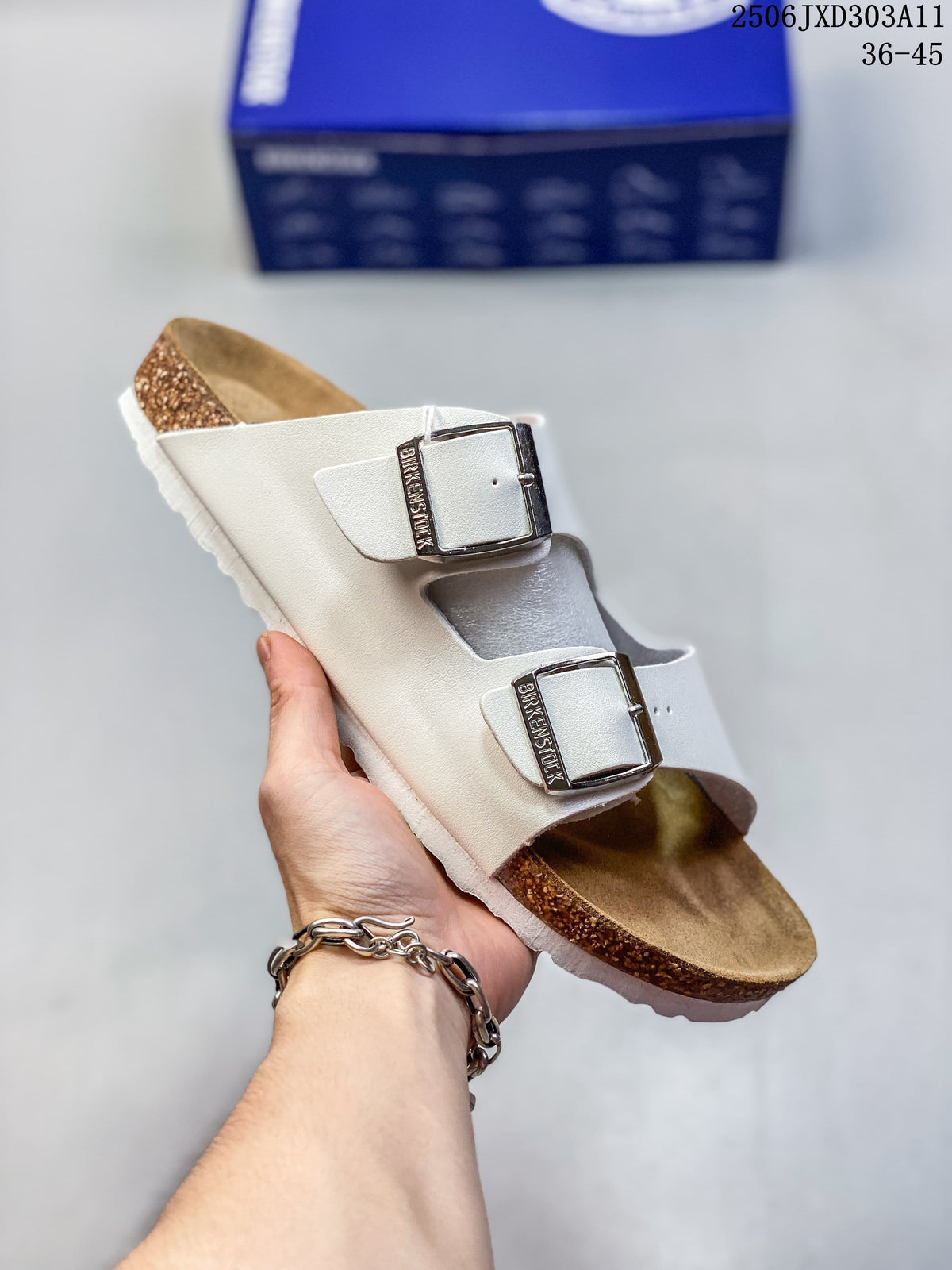Birkenstock Arizona Two-Strap Slide Sandals in White