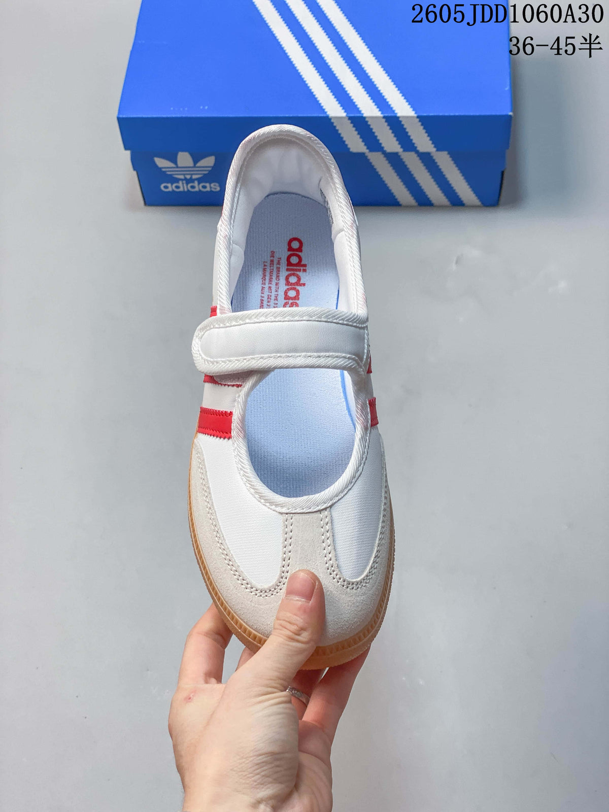 Adidas Samba Jane White and Red Strap Sneakers