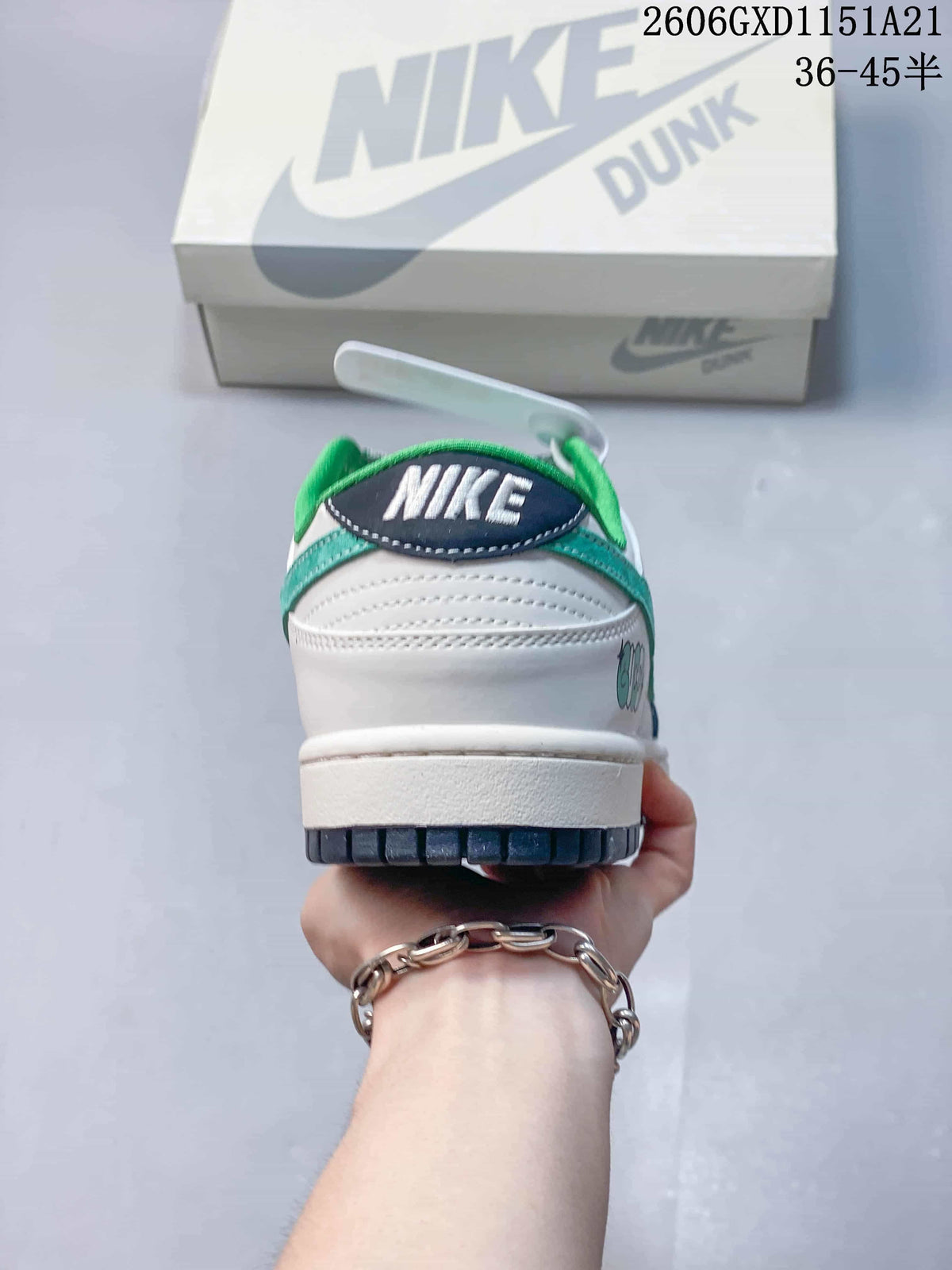 Nike Dunk Low Sneakers White Navy Green Graffiti