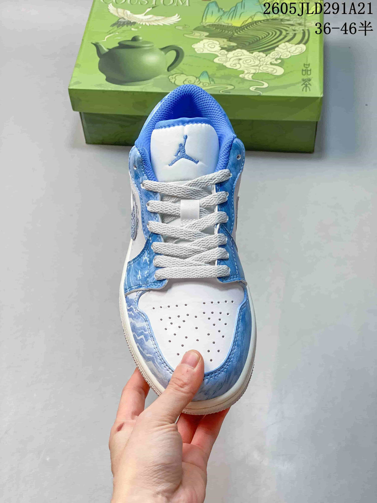 Jordan Air Jordan 1 Low Blue and White Sneakers