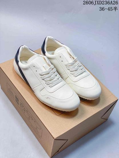 Rick Owens Concordians Low-Top Lace-Up Sneakers in White and Navy
