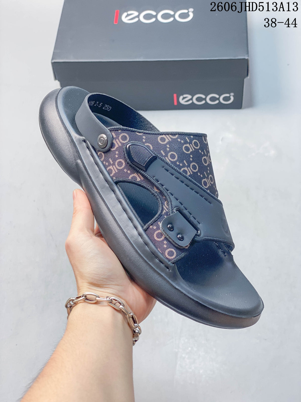 ECCO Sandals in Gray with Patterned Straps