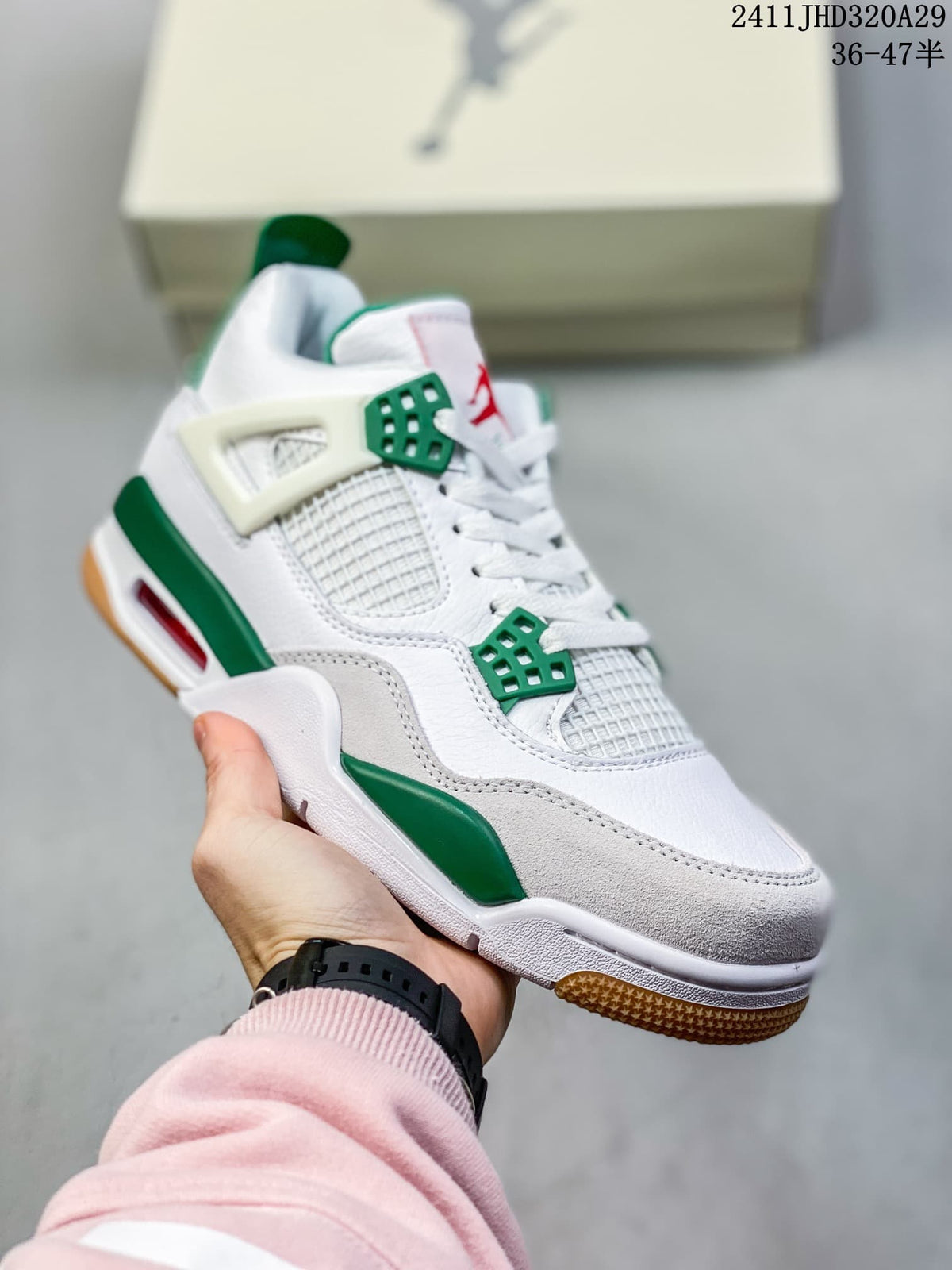 Jordan 4 Retro Sneakers White Green Gum