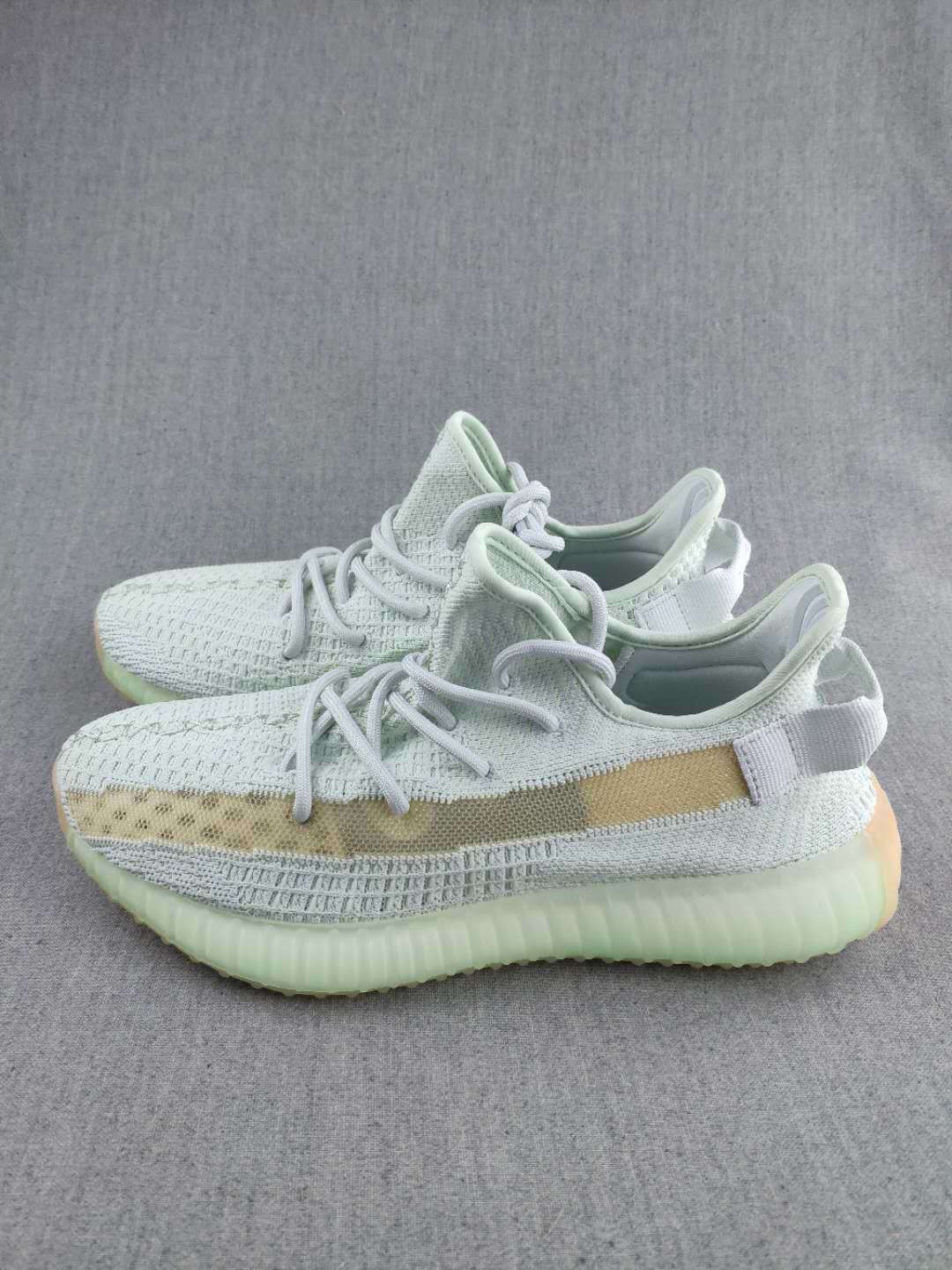 Yeezy 350 V2 Knit Sneakers in White and Tan