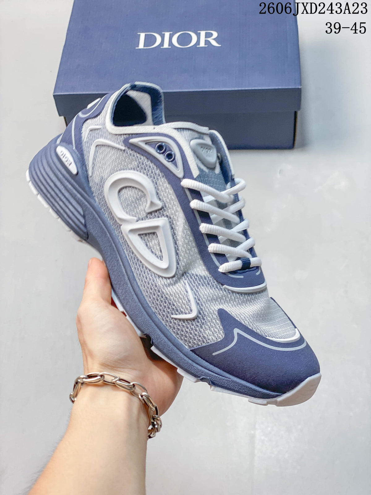 Dior B30 Countdown Low-Top Sneakers Gray Blue