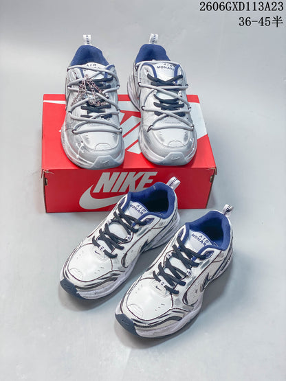 Nike Air Monarch IV Silver and Navy Sneakers 415445-102