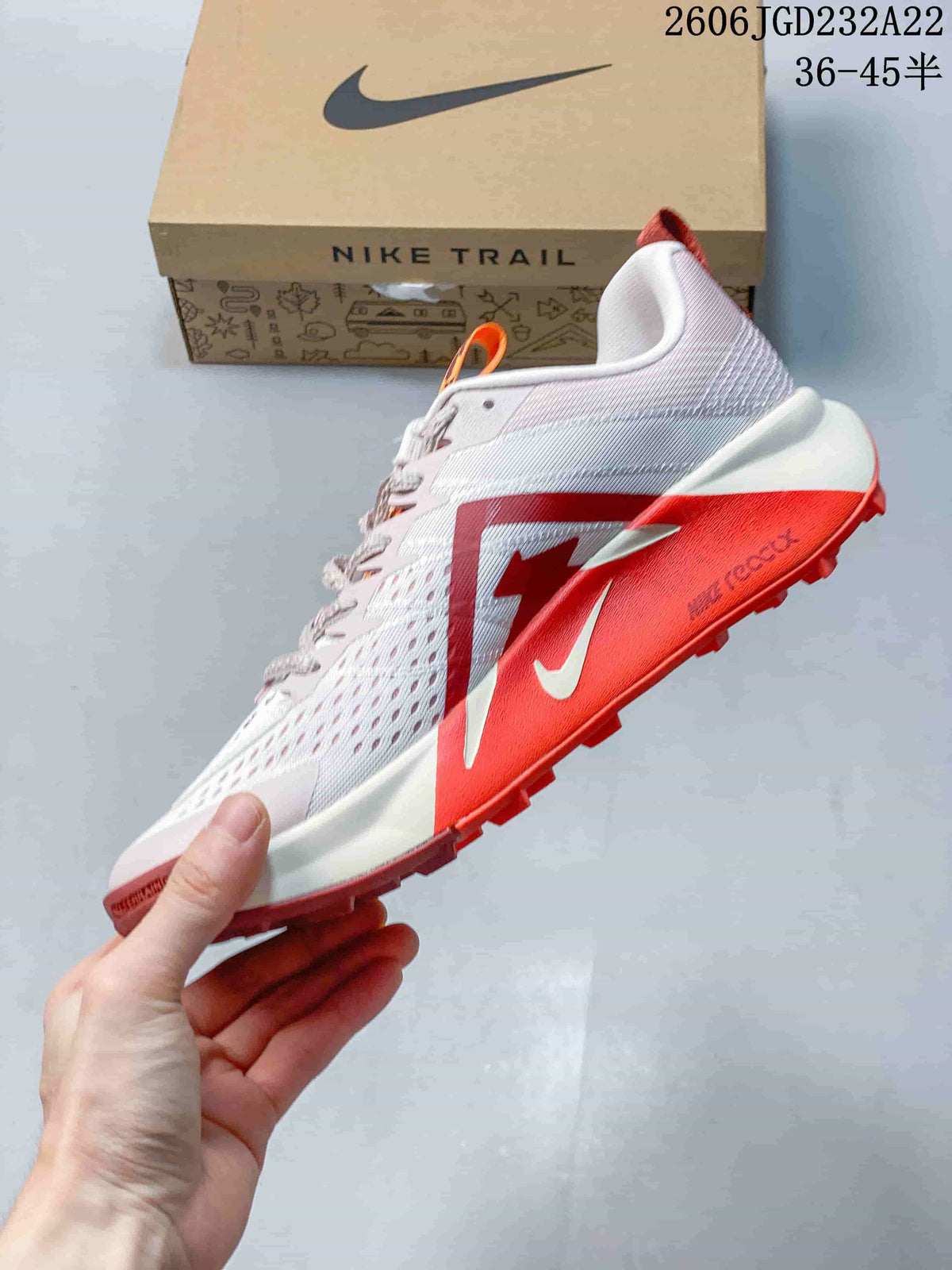 Nike ReactX Wildhorse 10 Trail Running Shoes, White and Orange