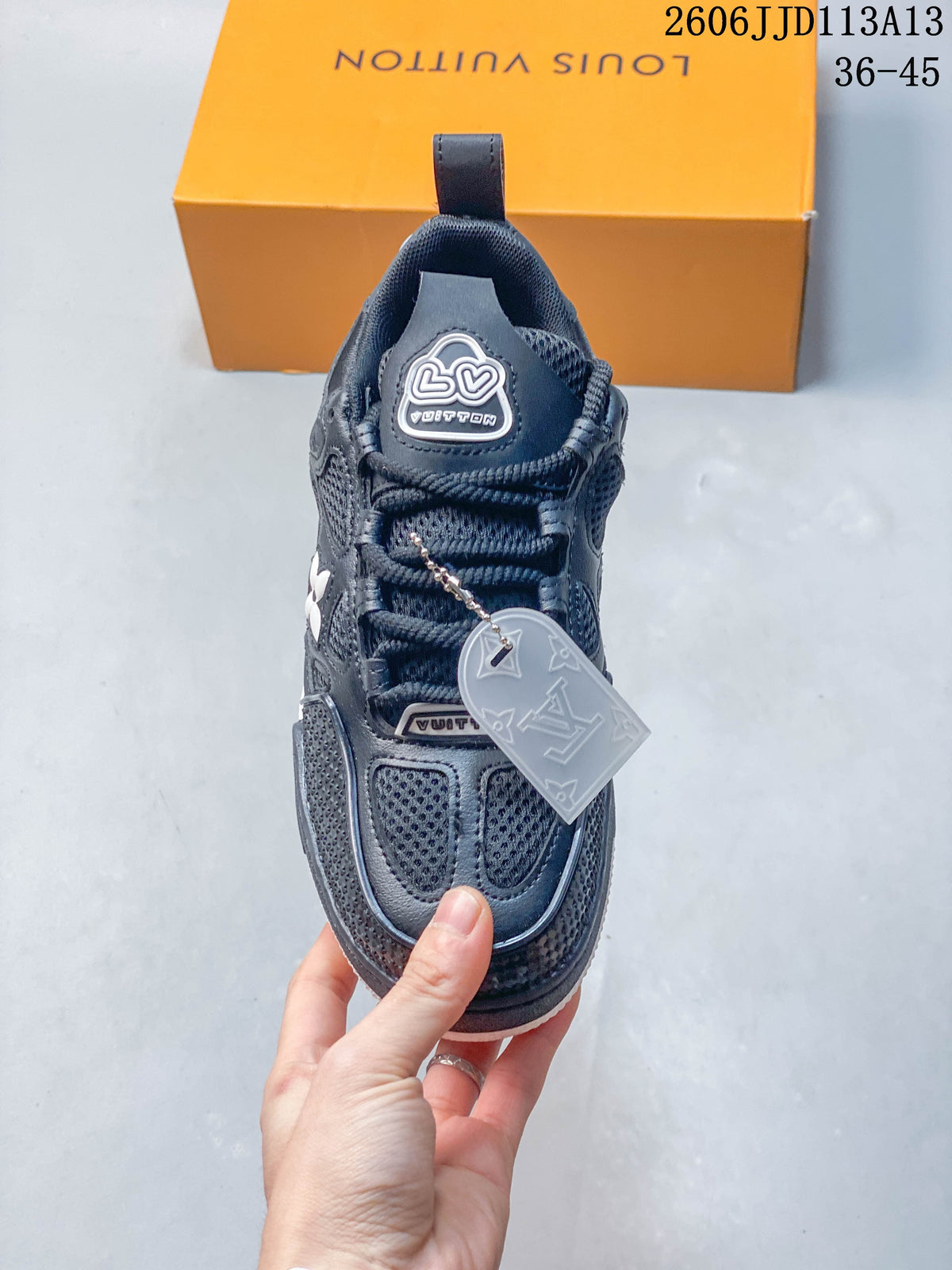 Louis Vuitton LV Trainer Low-Top Sneakers, Navy and White