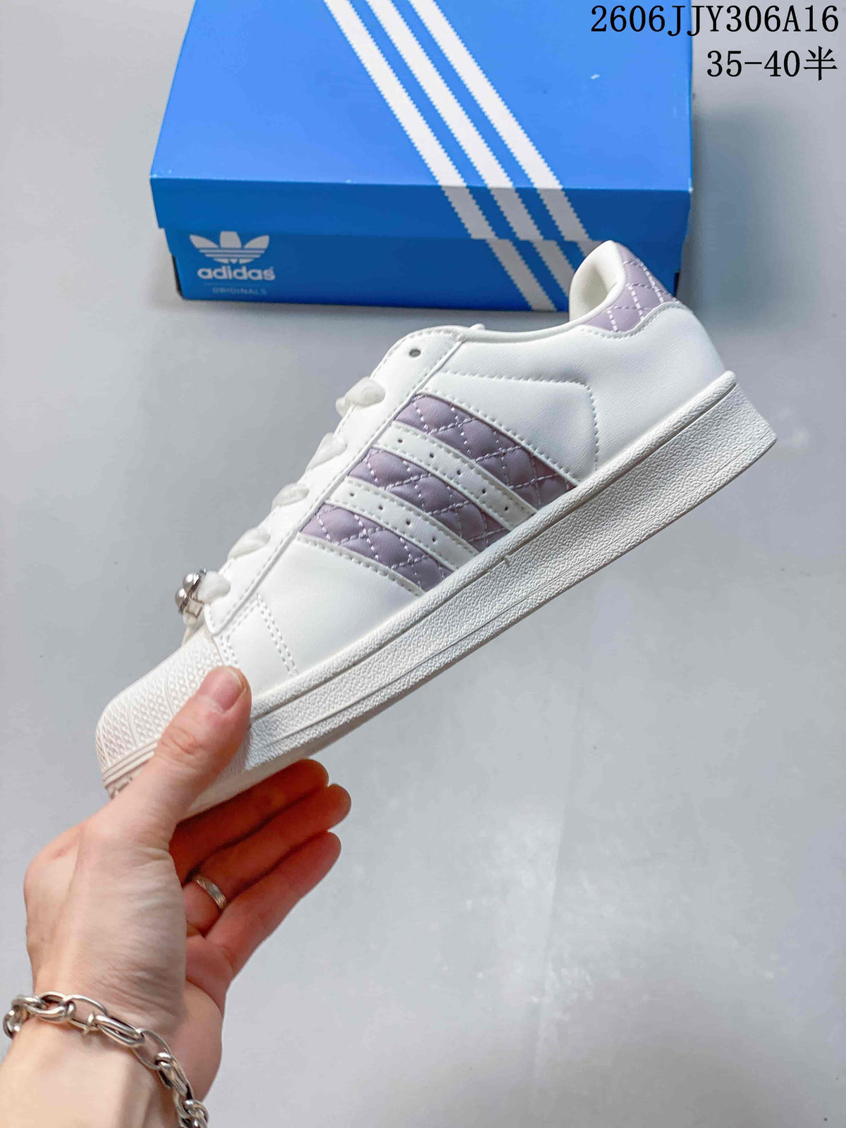 Adidas Superstar II White and Lilac Sneakers