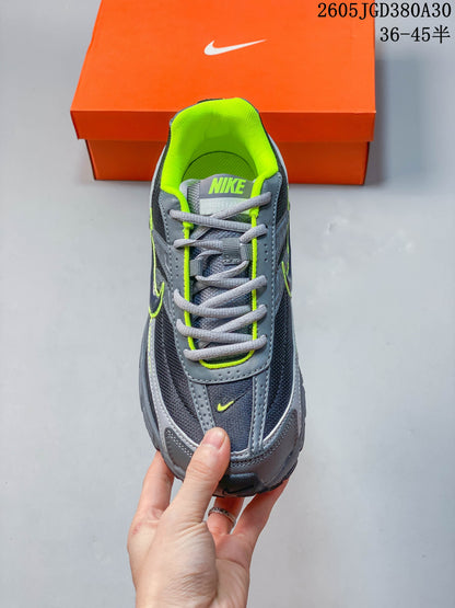 Nike Gray and Volt Retro Running Sneakers