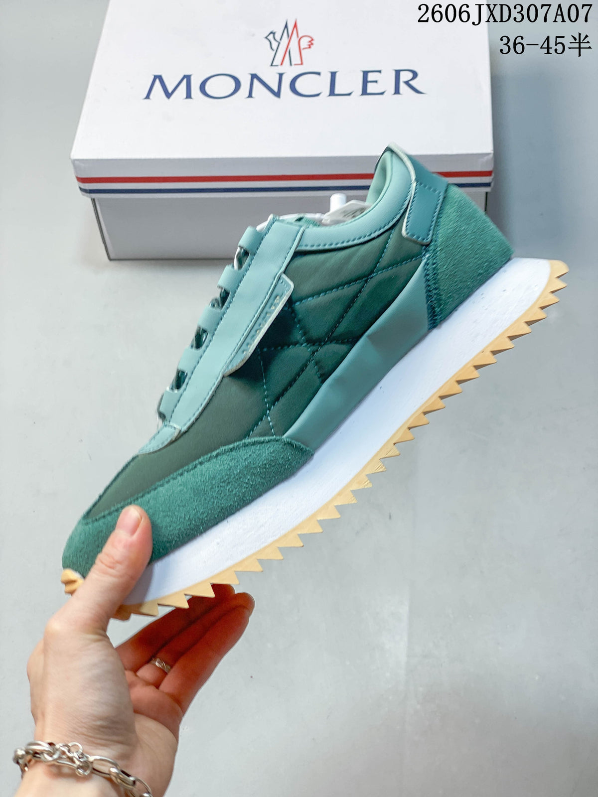 Moncler Teal Lace-Up Sneakers with Serrated Outsole