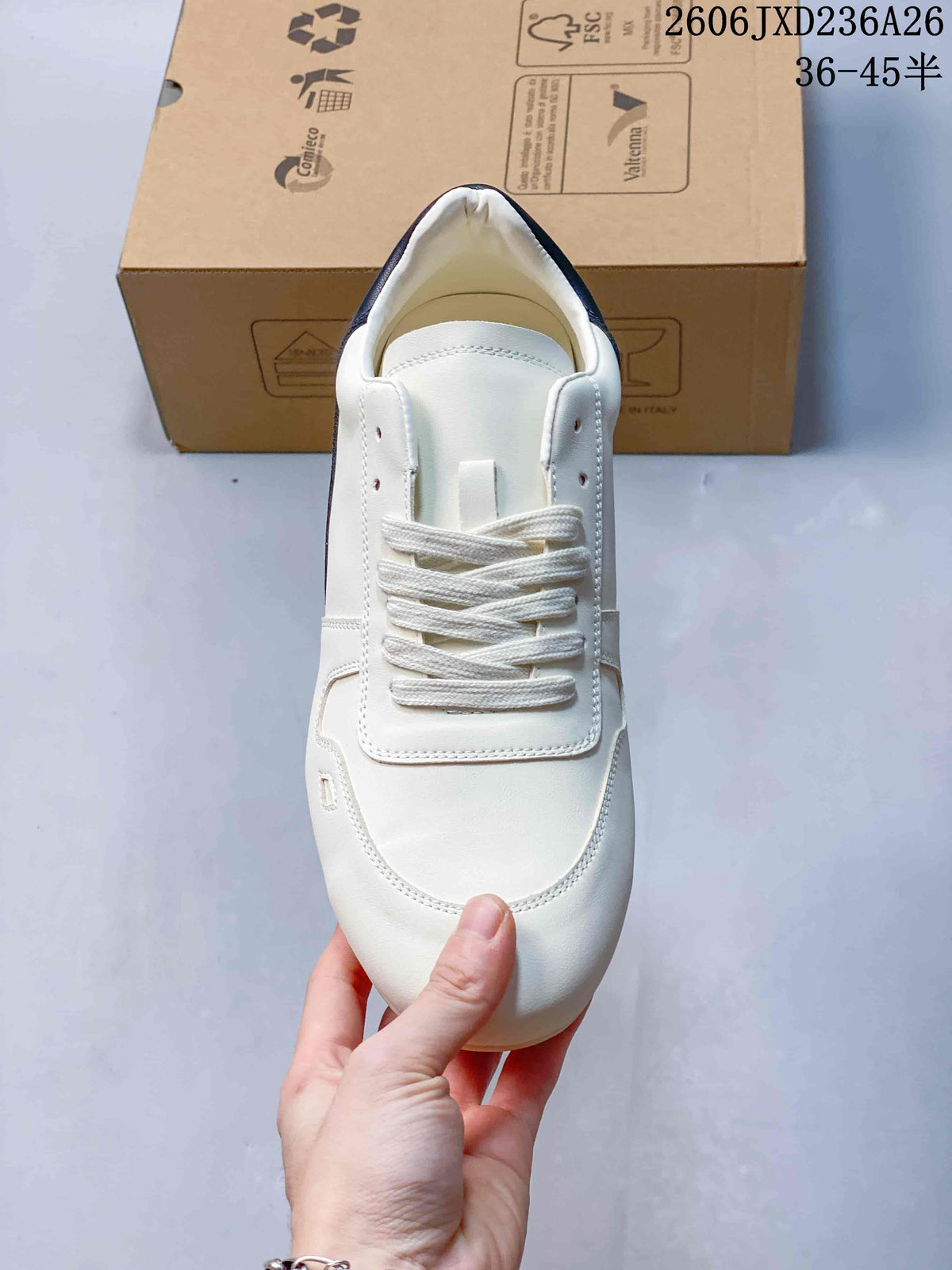 Rick Owens Concordians Low-Top Lace-Up Sneakers in White and Navy