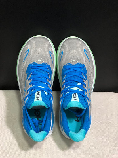 HOKA Clifton 10 Running Shoes in Gray and Blue