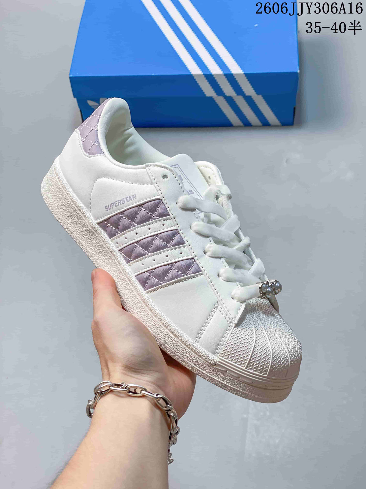 Adidas Superstar II White and Lilac Sneakers
