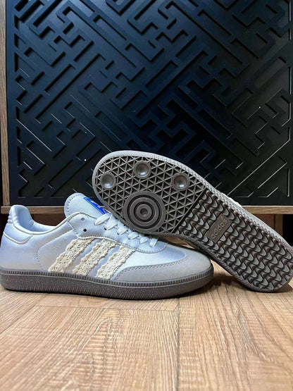 adidas Samba Sneakers Silver White Lace Stripes