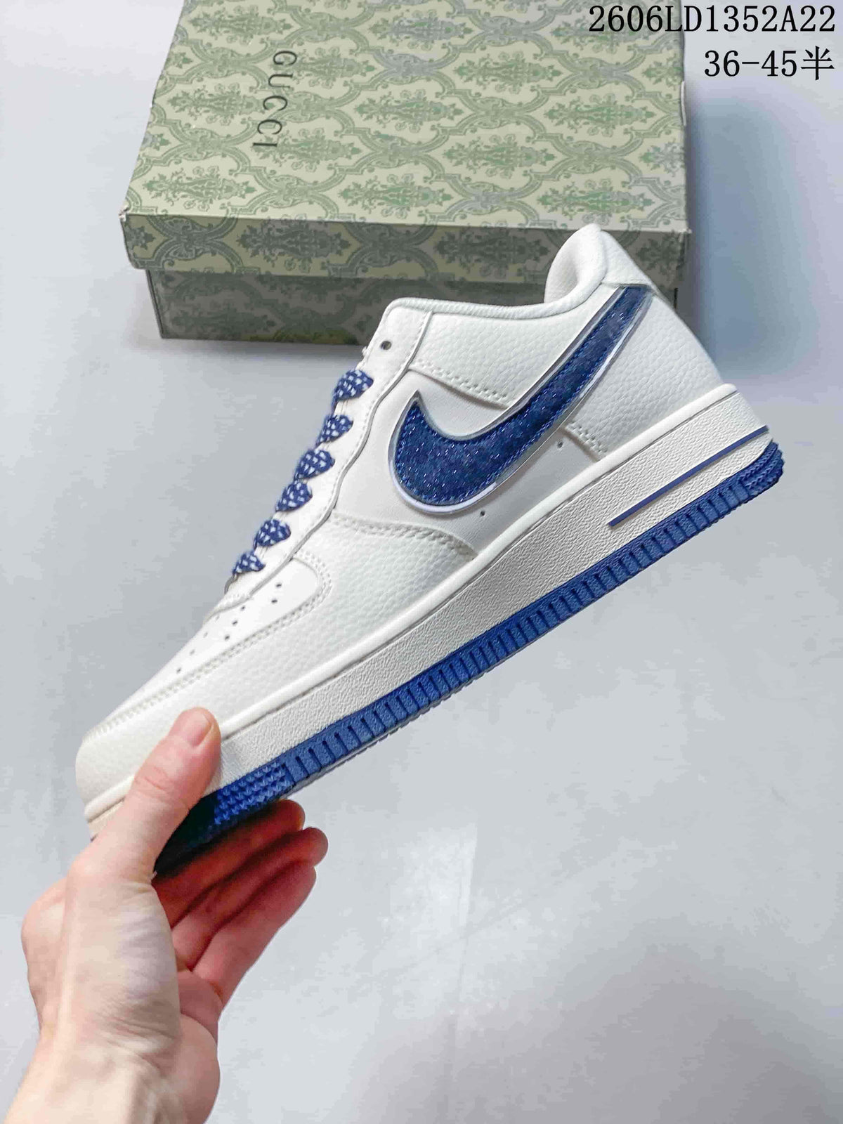 Nike Air Force 1 Low White Blue Custom Sneakers 2606LD1352A22