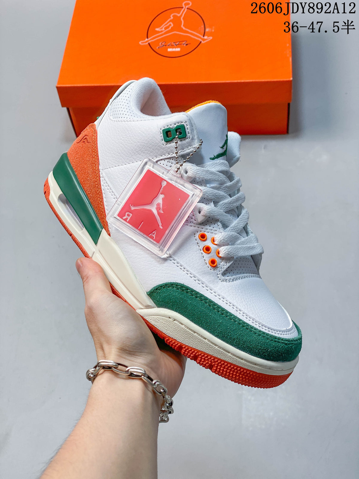 Jordan Air Jordan 3 Retro White Orange Green Sneakers