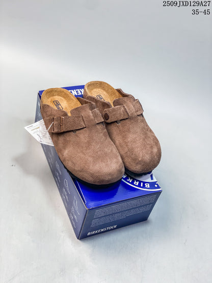 Birkenstock Brown Suede Closed-Toe Clog Mule