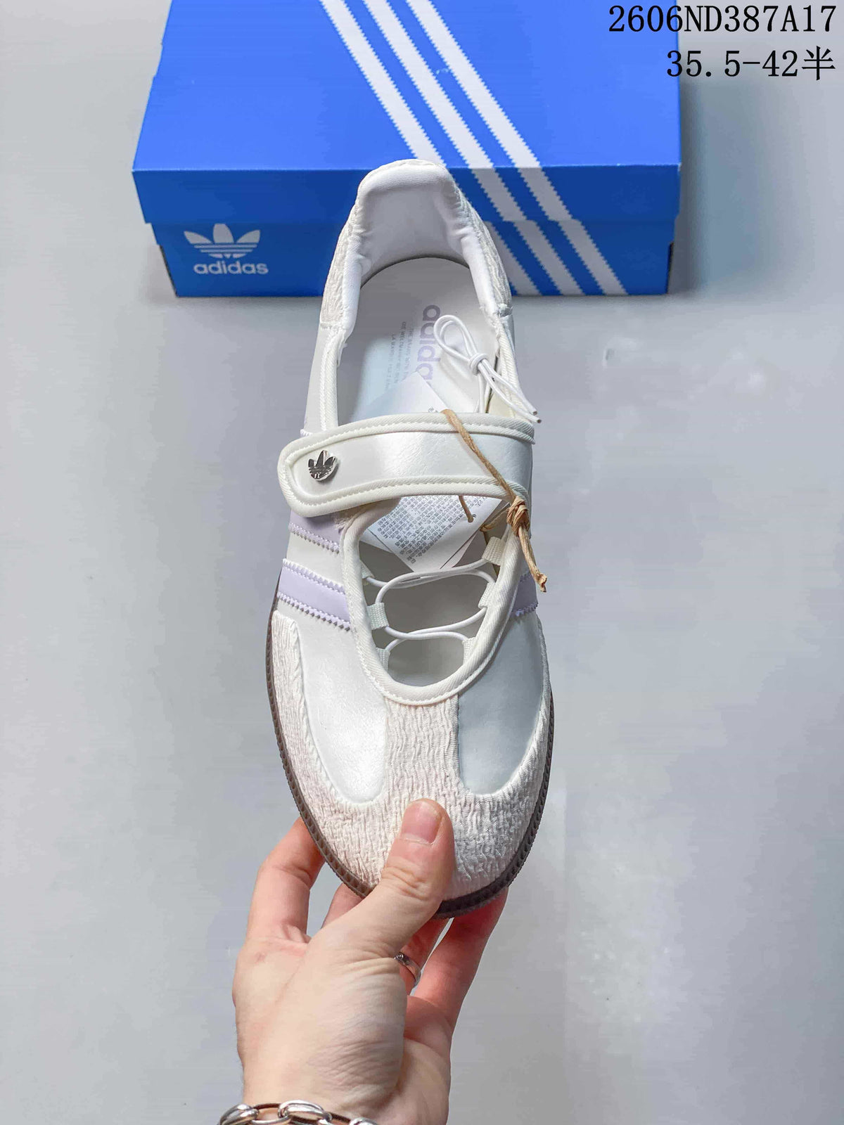 Adidas Samba Jane White Sneakers with Hook-and-Loop Strap