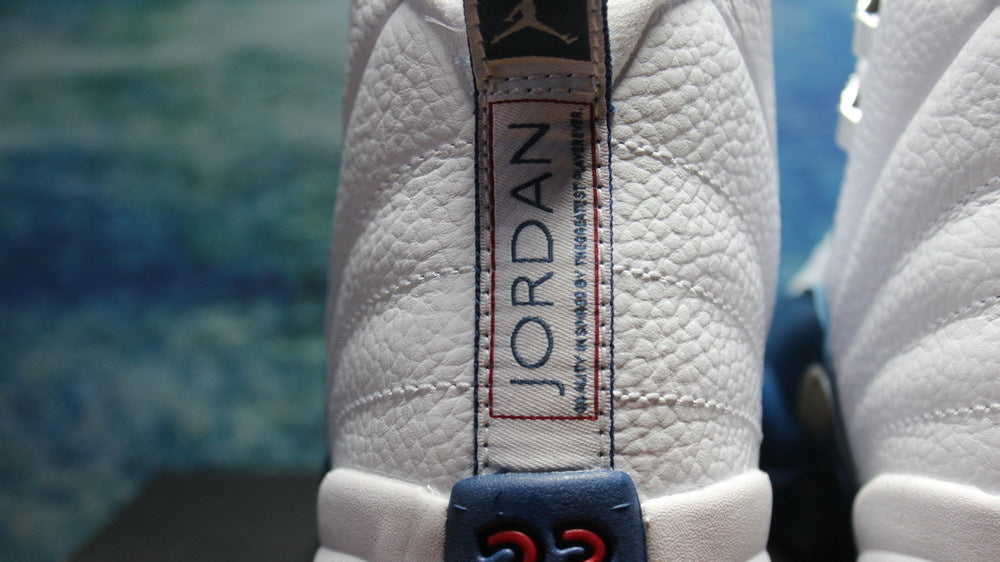 Detailed rear view of the Jordan heel strip and stitching.