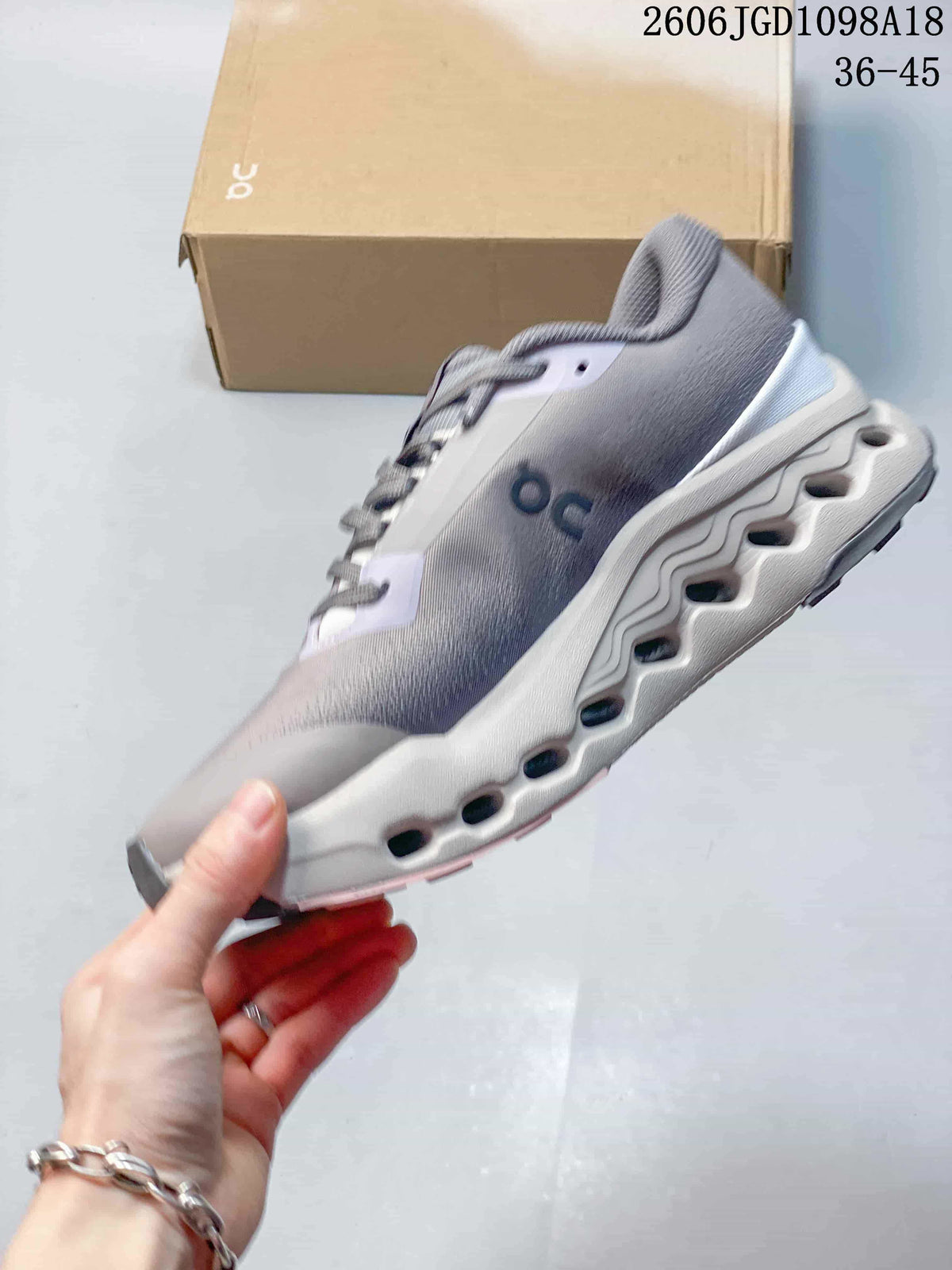 On Cloudmonster 3 Running Sneakers, Gray and Pink
