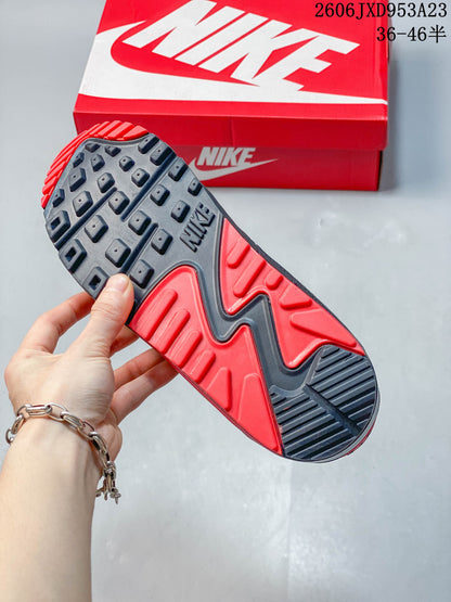 Nike Air Max 90 Gray and Red Low-Top Sneakers