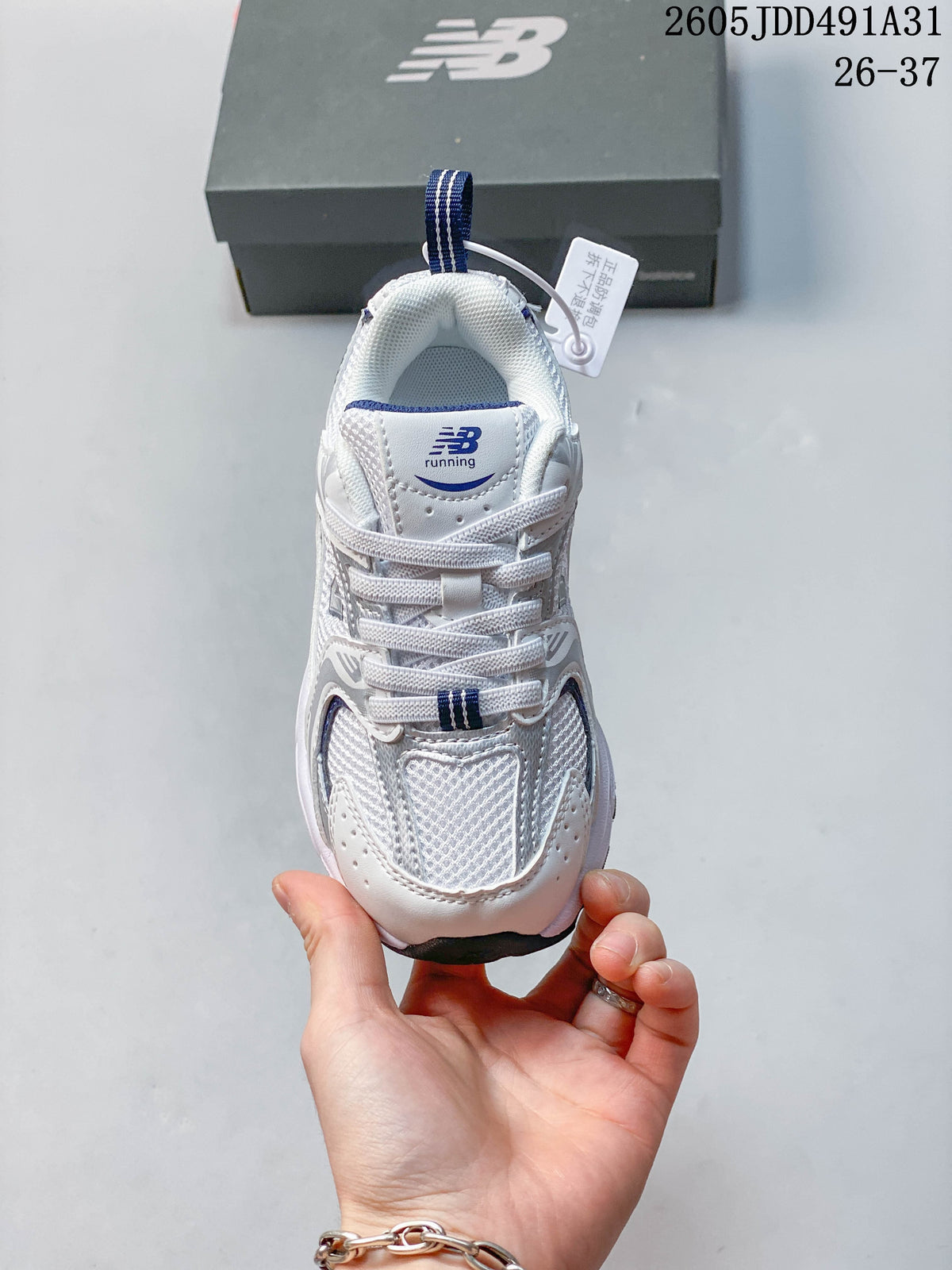 New Balance 530 Kids' Sneakers in White and Navy