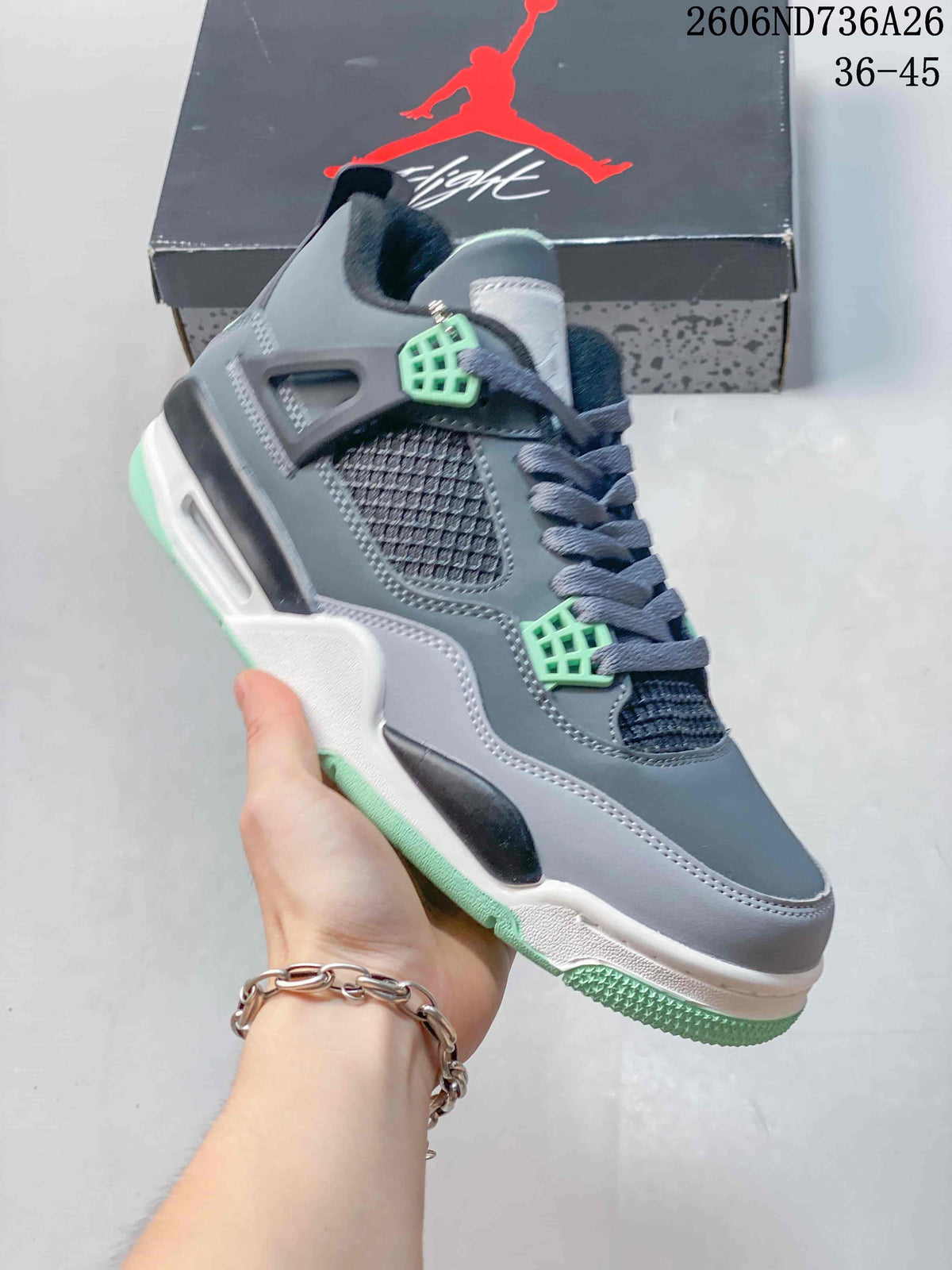 Jordan Air Jordan 4 Retro High-Top Sneakers in Grey and Mint