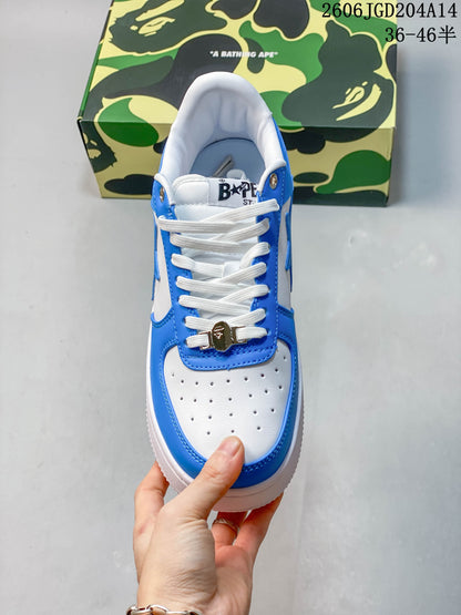 BAPE BAPE STA Low-Top Sneakers, Blue and White, 06JGD204A14