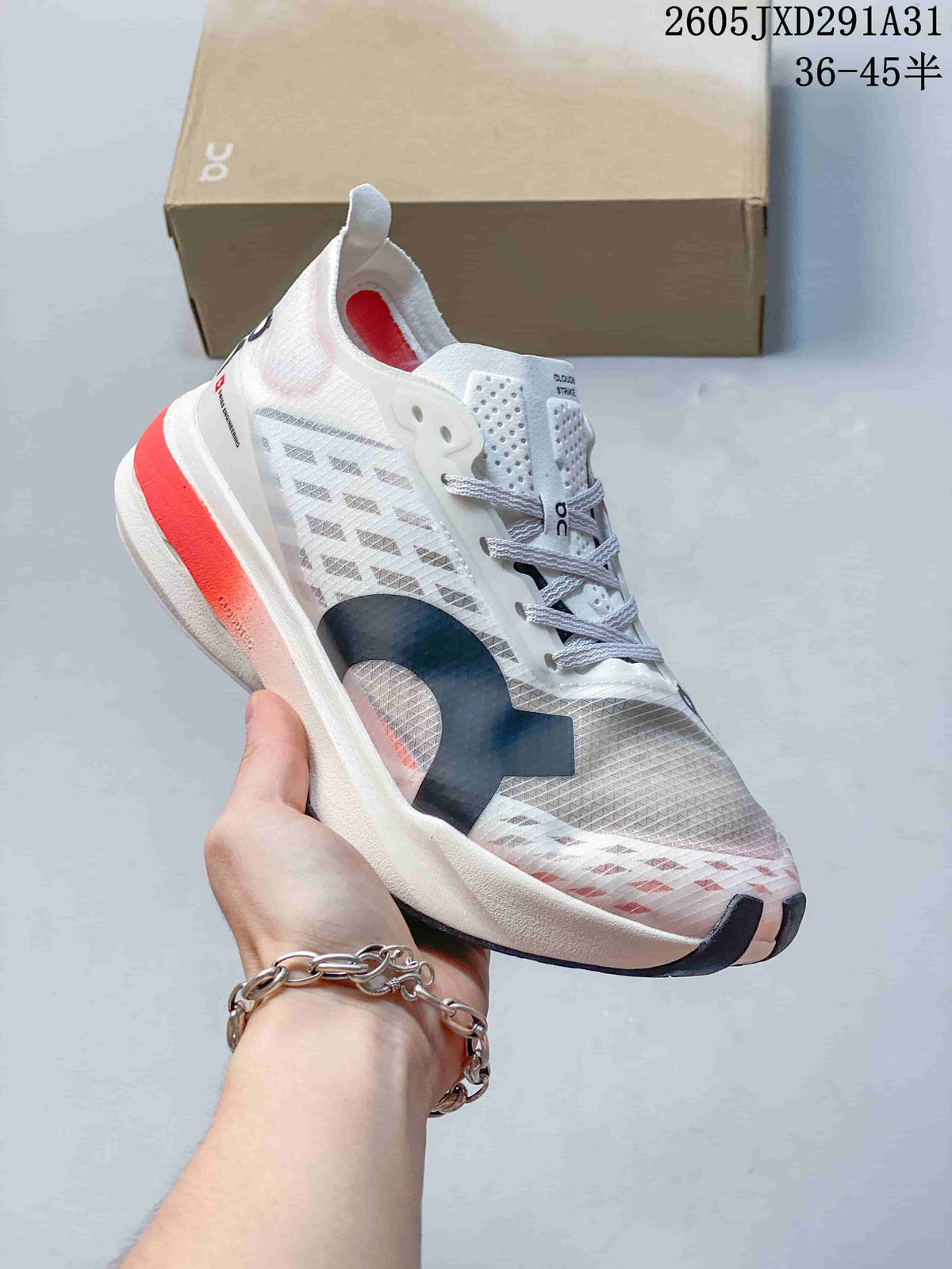 On Cloudboom Strike Running Shoes White Gray Coral