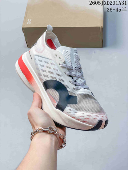 On Cloudboom Strike Running Shoes White Gray Coral