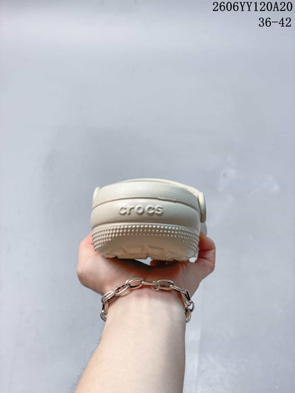 Crocs Classic Clog in Cream with Textured Geometric Upper
