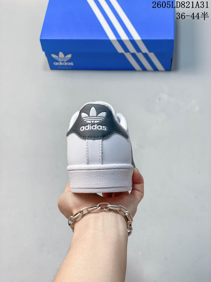 Adidas Superstar White and Black Shell-Toe Sneakers