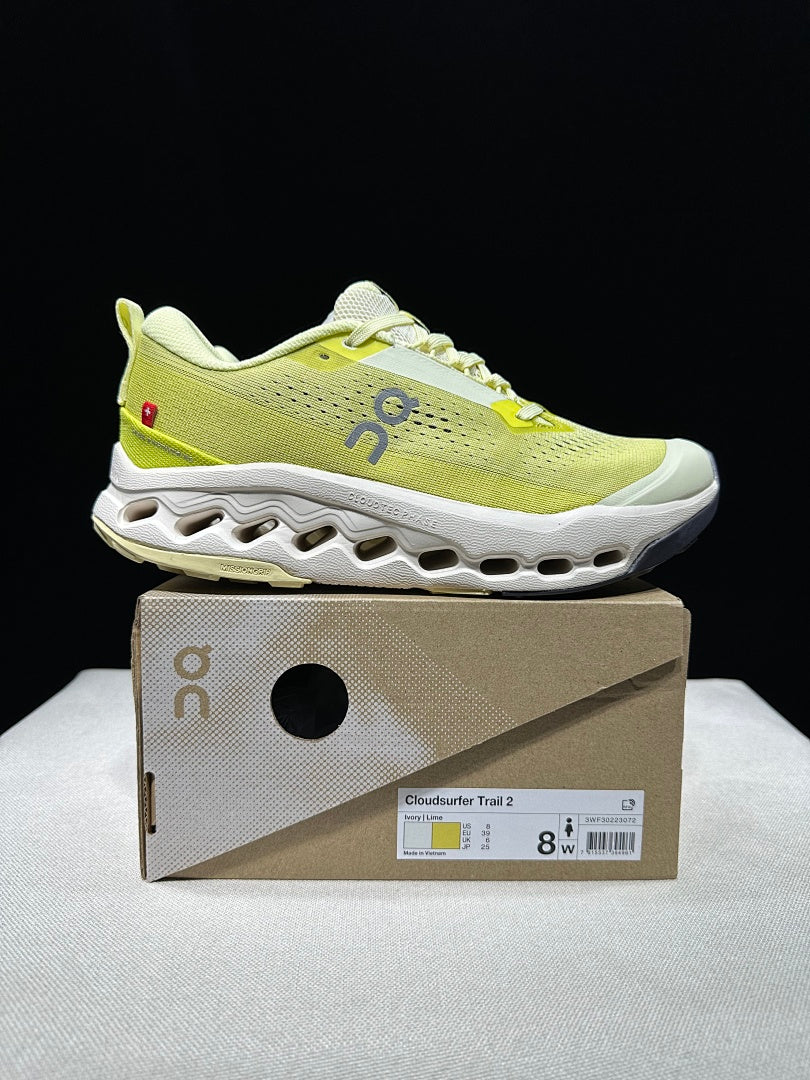 On Cloudsurfer Trail 2 Trail Running Shoes, Ivory Lime