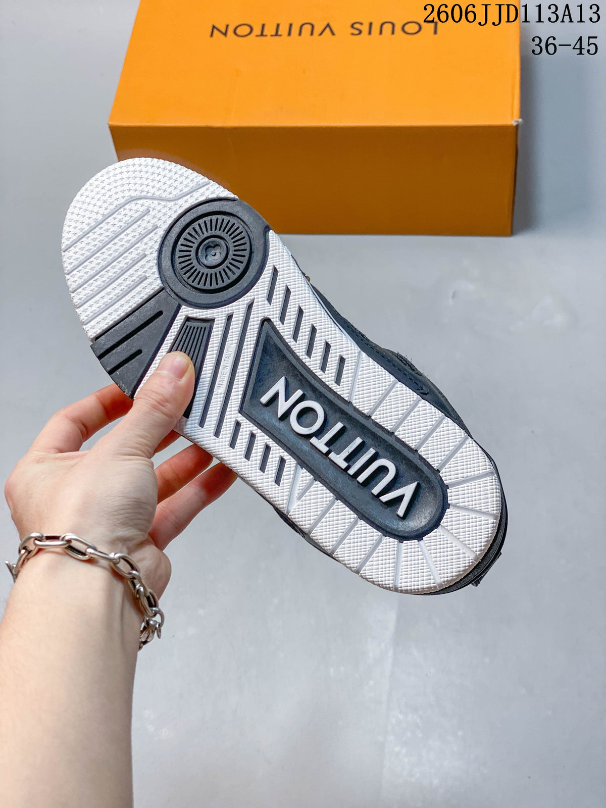 Louis Vuitton LV Trainer Low-Top Sneakers, Navy and White