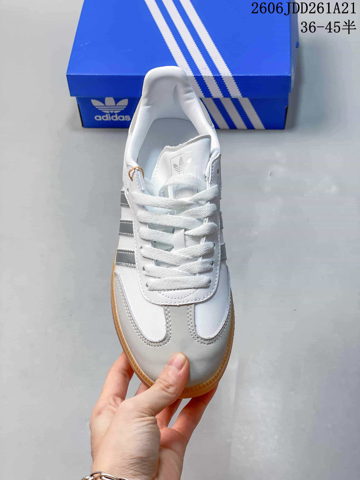 adidas Samba OG White Silver Metallic Low-Top Sneakers