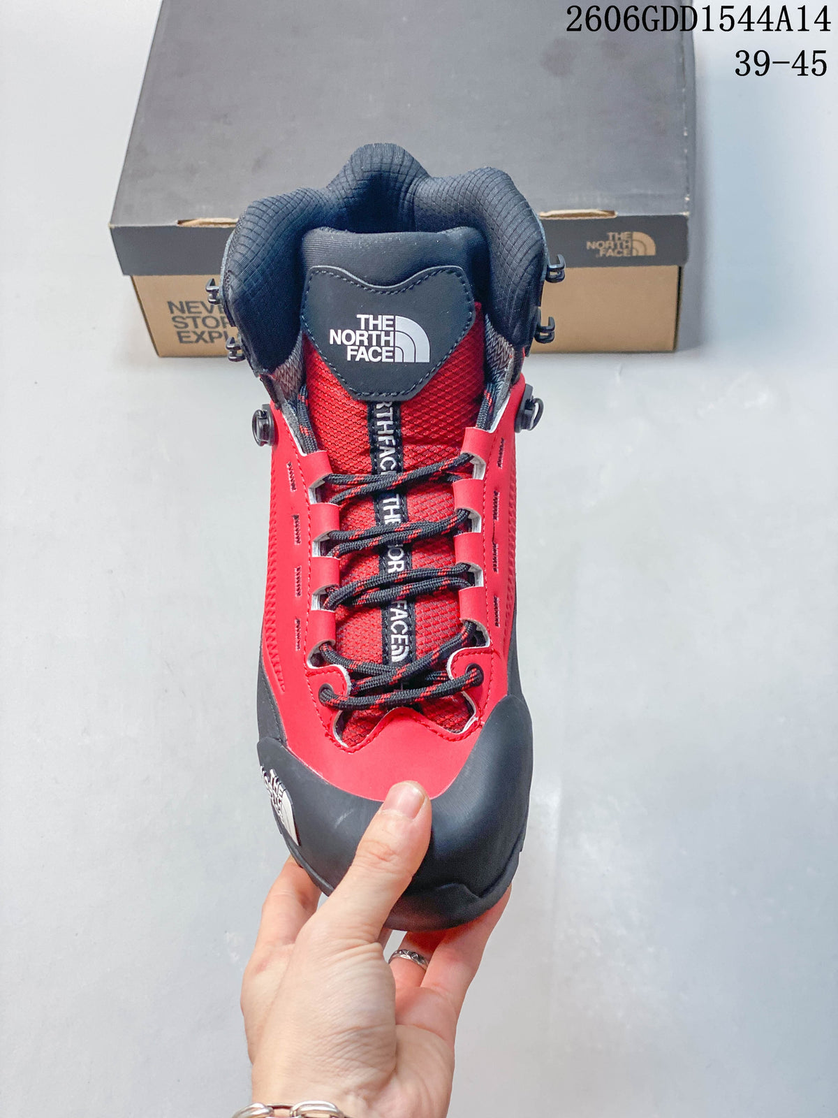 The North Face Verto Alpine Mid Hiking Boots, Red and Gray