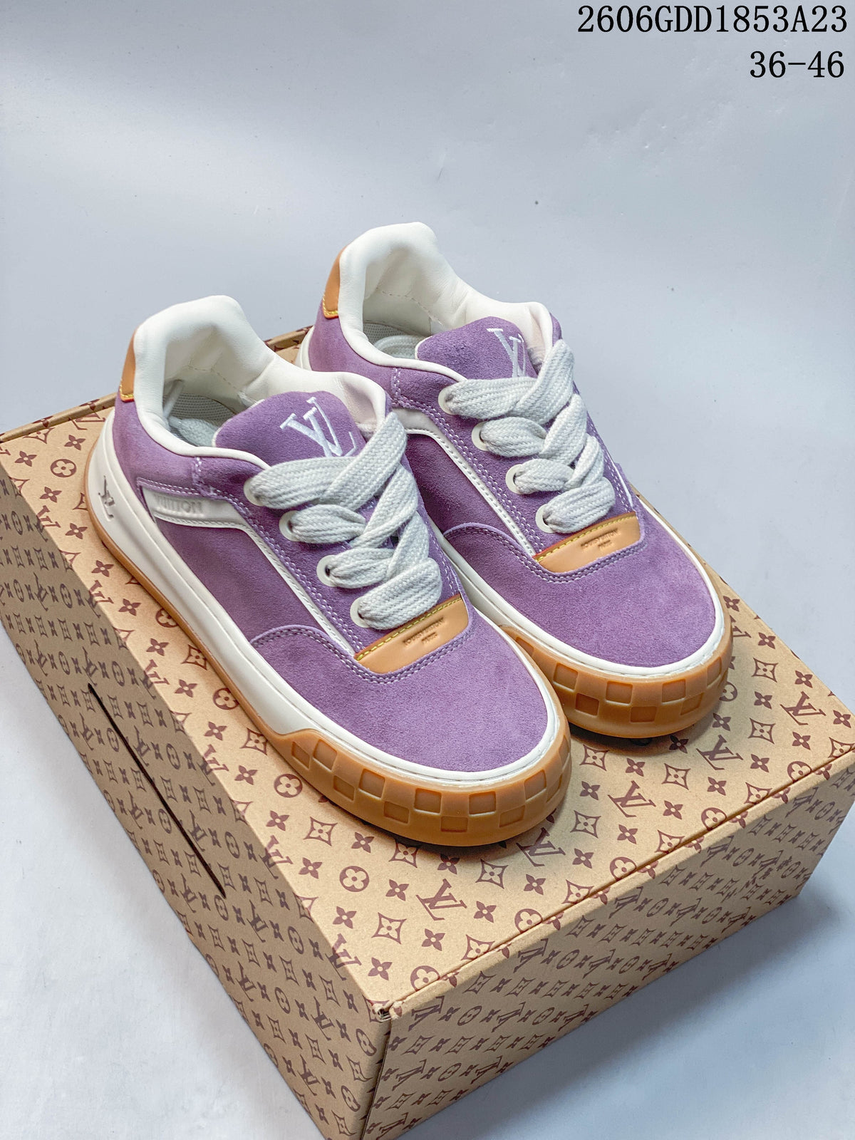 Louis Vuitton Tilted Suede Low-Top Sneakers, Purple