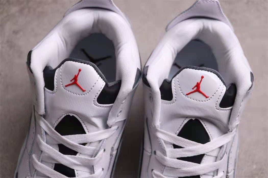 Top view showing padded collars, tongue branding, and white laces