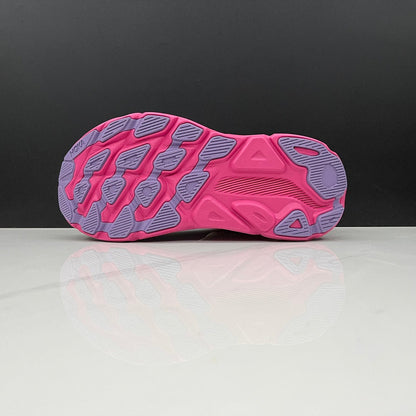 HOKA Clifton 9 Running Shoes in Ivory and Pink