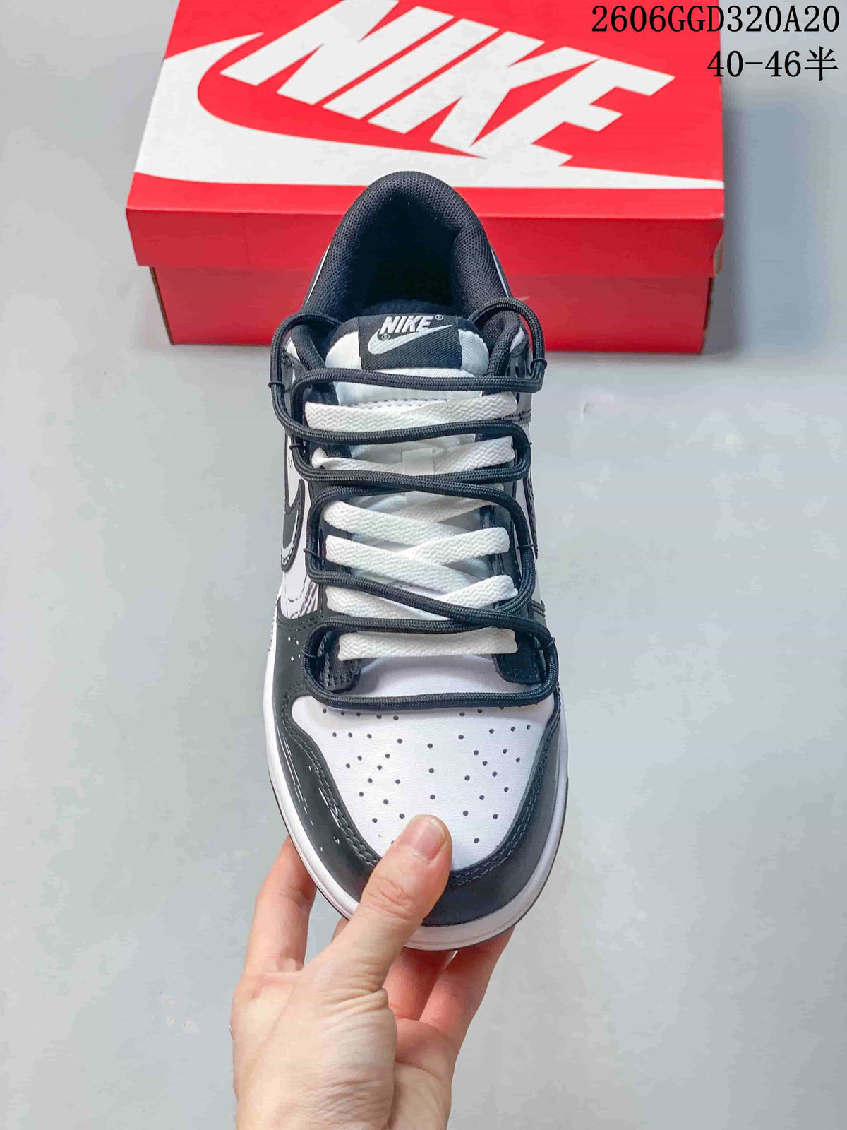 Nike Dunk Low Retro DIY Custom Sneakers, Black and White