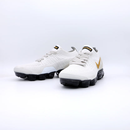 Nike Air VaporMax Flyknit White Gold Black Sneakers 942842-010